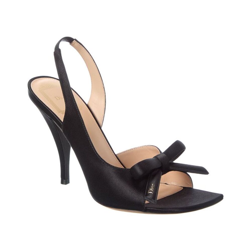 Dior Bow Satin Slingback Sandal, Black